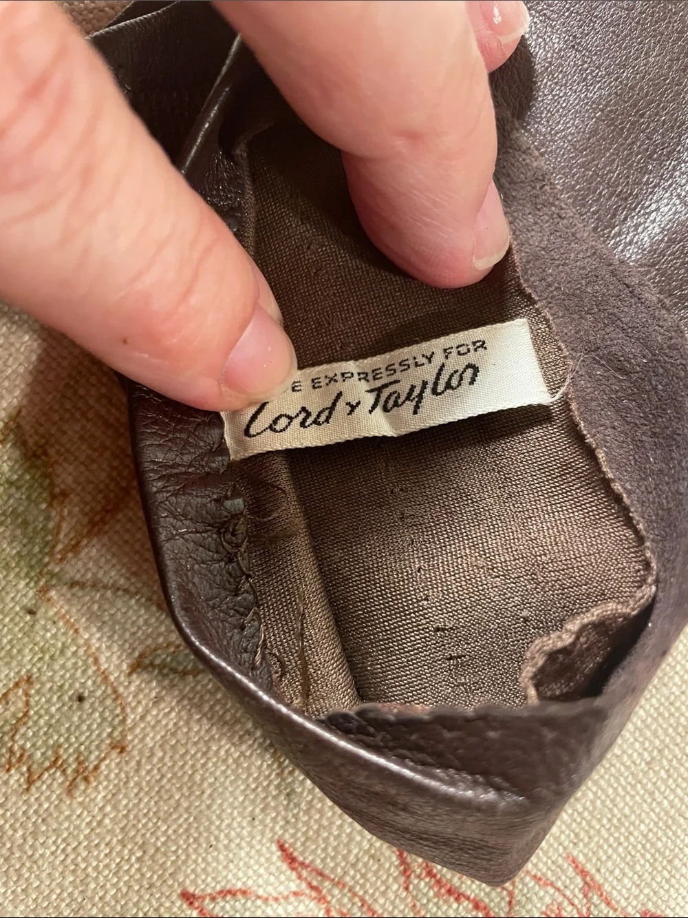 Lord & Taylor Long Brown Leather Gloves Vintage from 50-60’s